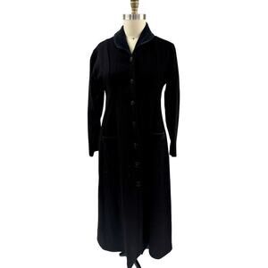 Flax by Jeanne Engelhart 100% Wool Coat Cotton Velour Trim Fully Lined Sz S
